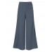 Women Solid Color Side Button Elastic Waist Loose Casual Wide Leg Pants With Pocket