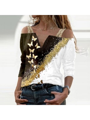 Summer New Women T Shirt 3d Flower Print V-neck Short Sleeve HF3102-03-03