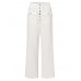 Casual Solid Color High Waist Buttons Zipper Wide Leg Pants For Women