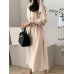 Solid Belt Button Lapel Long Sleeve Casual Shirt Dress