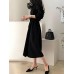 Solid Belt Button Lapel Long Sleeve Casual Shirt Dress