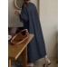 Solid Button Puff Long Sleeve Loose Casual Shirt Dress