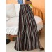 Bohemia Geometric Print High Waist Belted Zipper Wide Leg Pants For Women